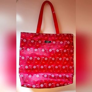 Lancome Flamingo Kiss Red/Pink travel/beach tote - reversible